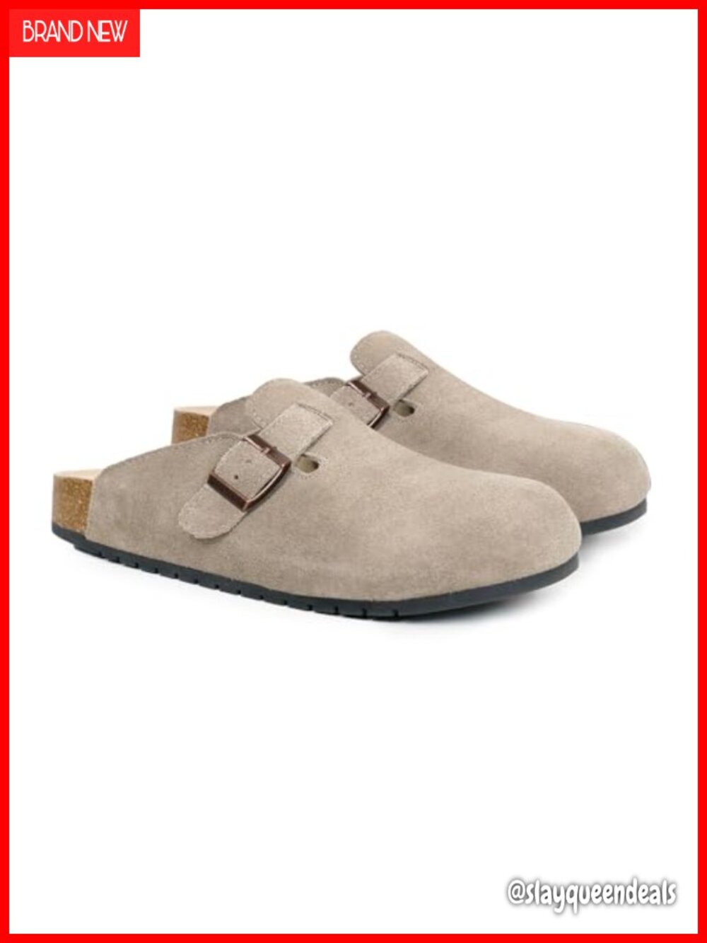 Suede Clogs with Cork Footbed Mules Potato Shoes